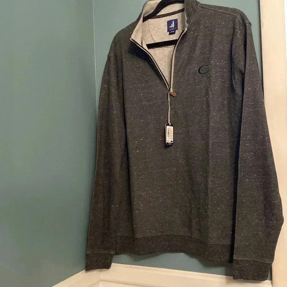 Johnnie -O mens NWT large quarter zip - gray - long sleeve- cotton blend